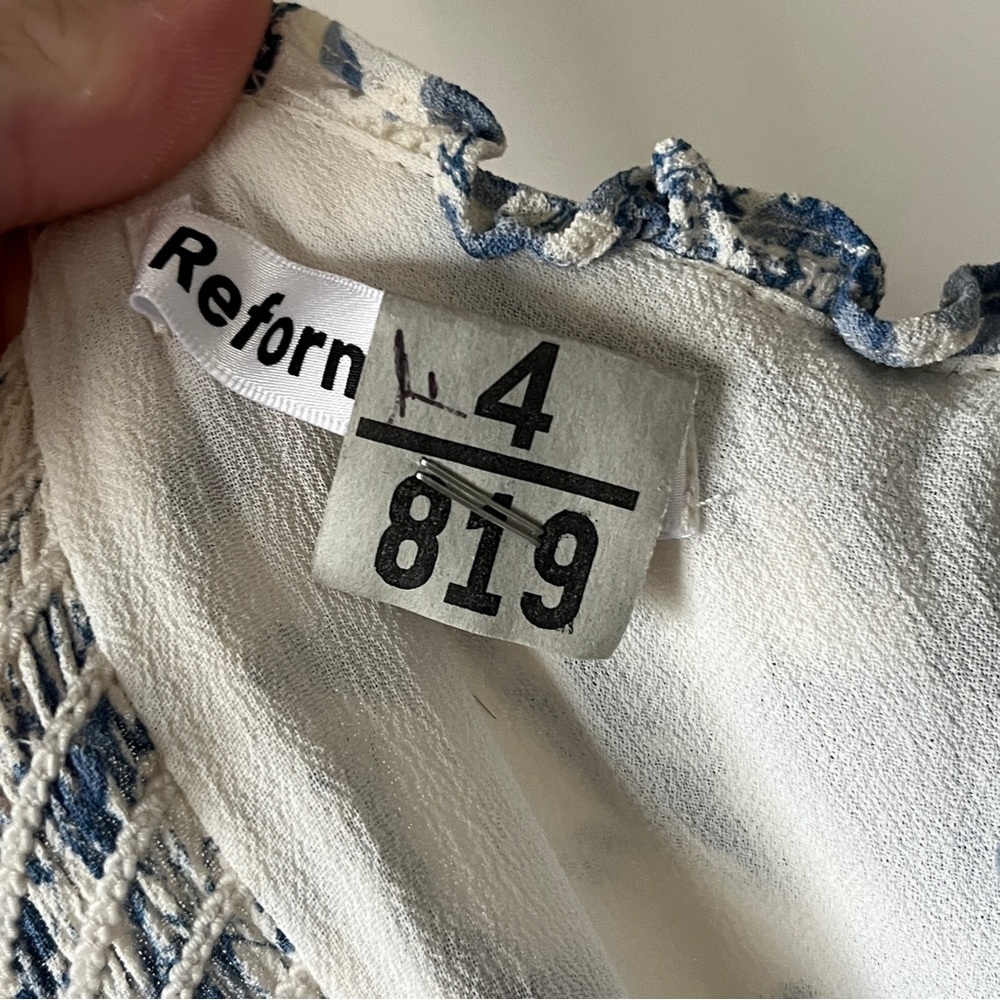 Reformation White and Blue Floral Toile Nikita Dress - Picture 5 of 7